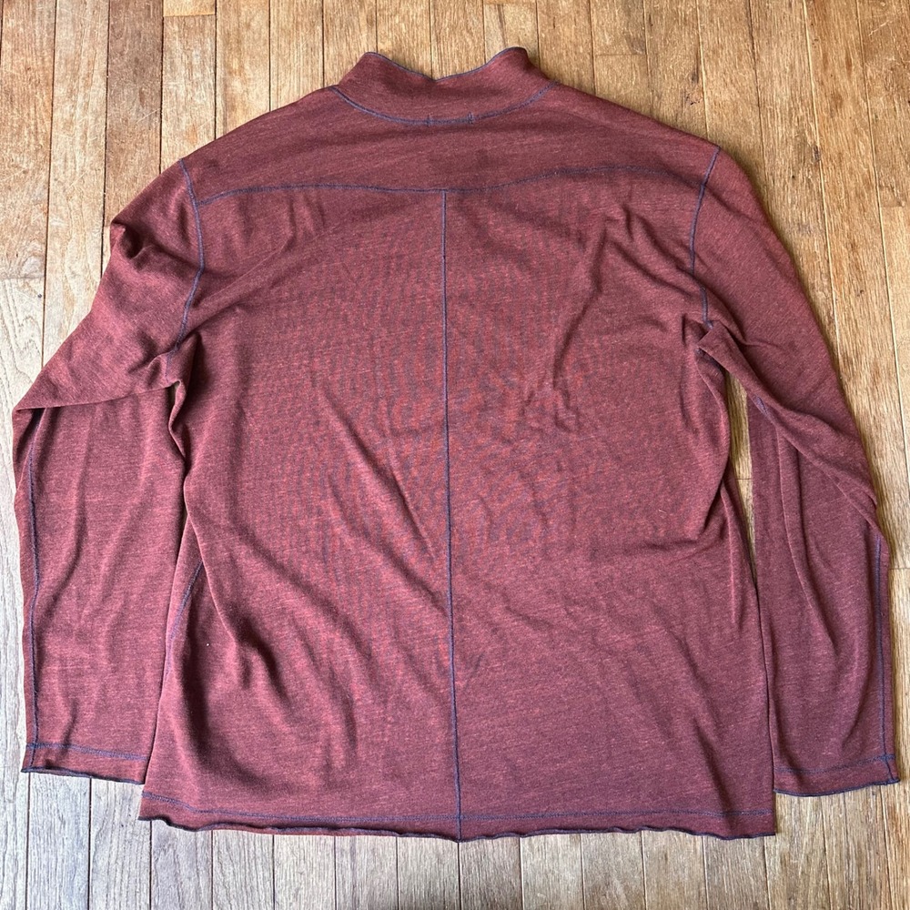 Agave Henley Pullover Mens XL Long Sleeve Mock Neck Button Rust Red USA Casual - Picture 10 of 10